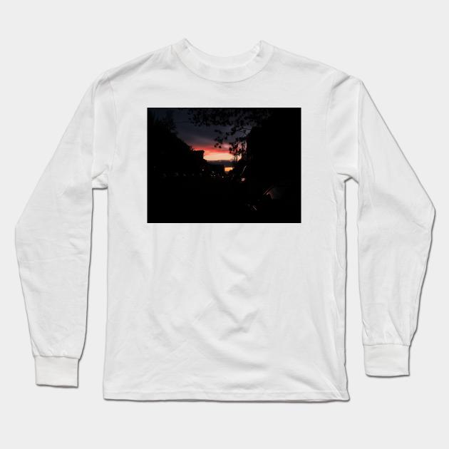 Twilight Street 1 Long Sleeve T-Shirt by BenjiRetroWave